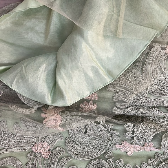 Anthropologie Pankaj Nidhi Dress Embroidery Floral Formal Wedding, green - Picture 11 of 14